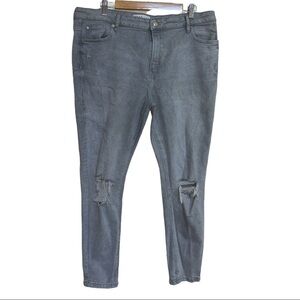 DENIM CO. Primark Cares Gray Stretch skinny High Rise Distressed Jeans Size 16‎